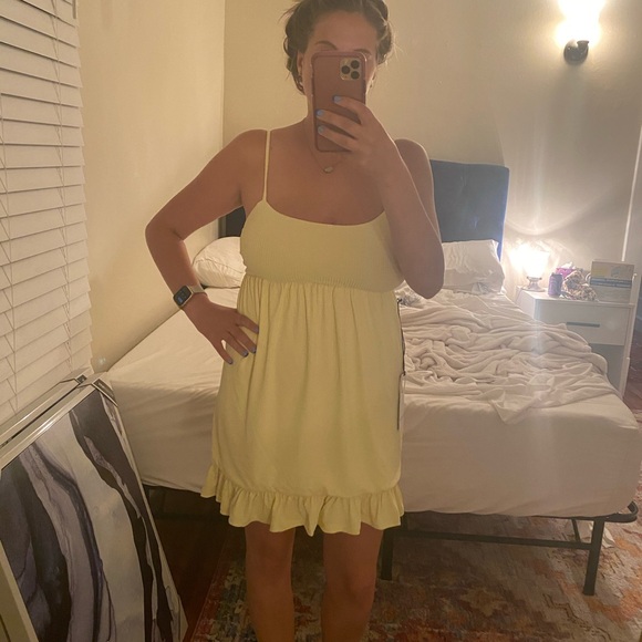 DAVIS MINI DRESS IN CANARY YELLOW - Picture 3 of 3